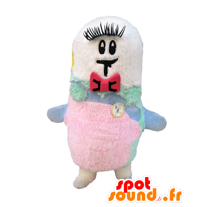 シモッキのマスコット。ピンクと白の雪だるまのマスコット-MASFR27618-日本のゆるキャラのマスコット