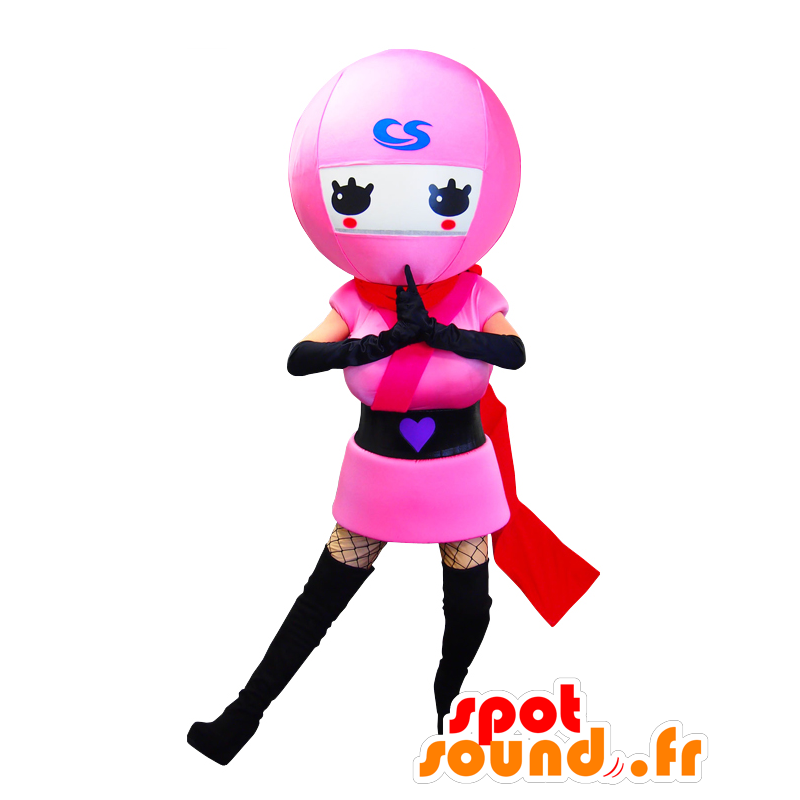 Shinobi-chan mascot. Pink and sexy ninja mascot - MASFR27622 - Yuru-Chara Japanese mascots