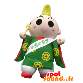 八代明くんのマスコット。緑の衣装を着たキングマスコット-MASFR27623-日本のゆるキャラマスコット