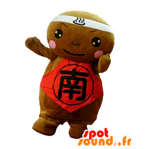 Mascot Yurukya-Rananda. Brown y la mascota del muñeco de nieve de color rojo - MASFR27628 - Yuru-Chara mascotas japonesas