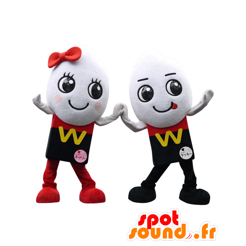 Maskoter Audrey og Tacky. 2 runde maskoter - MASFR27630 - Yuru-Chara japanske Mascots