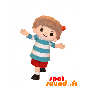 Maskot Kodomon. Boy Mascot bílá a modrá outfit - MASFR27633 - Yuru-Chara japonské Maskoti