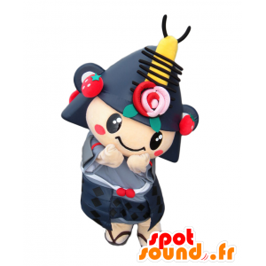 Mascot Machihana. Mascot samurai, musta ja punainen ninja - MASFR27639 - Mascottes Yuru-Chara Japonaises