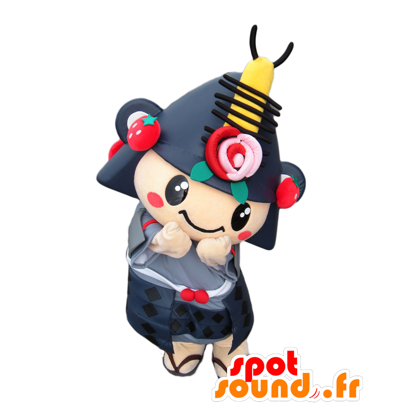 Mascota Machihana. Mascota del samurai, ninja negro y rojo - MASFR27639 - Yuru-Chara mascotas japonesas