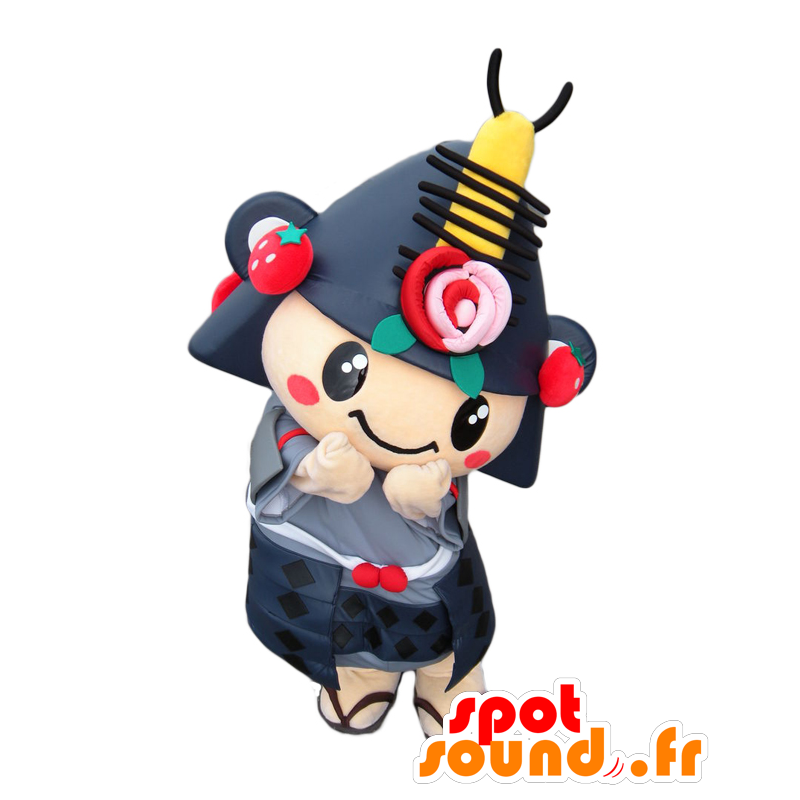Mascotte Machihana, zwart-rode samouraï-ninja - Japanse Yuru-Chara-mascottes - MASFR27639 - SpotSound.fr