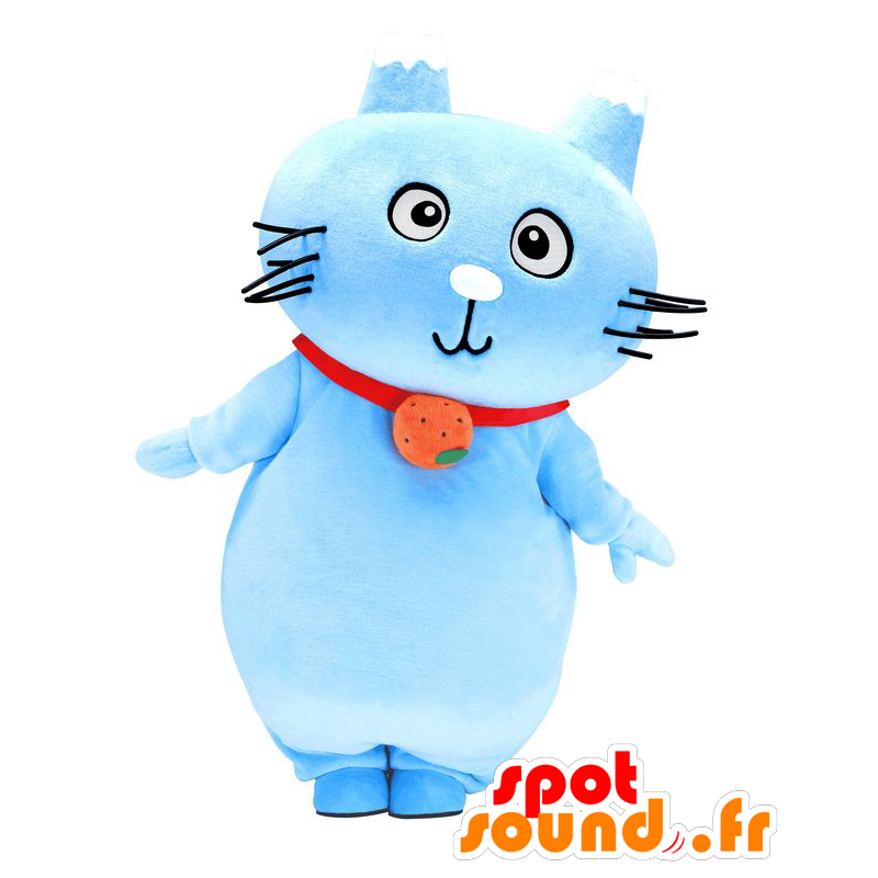 Mascotte Shizuna. Gatto blu e bianco con un collare rosso - MASFR27642 - Yuru-Chara mascotte giapponese