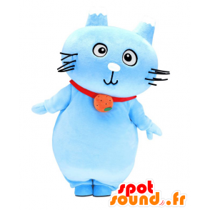 Mascotte Shizuna. Gatto blu e bianco con un collare rosso - MASFR27642 - Yuru-Chara mascotte giapponese