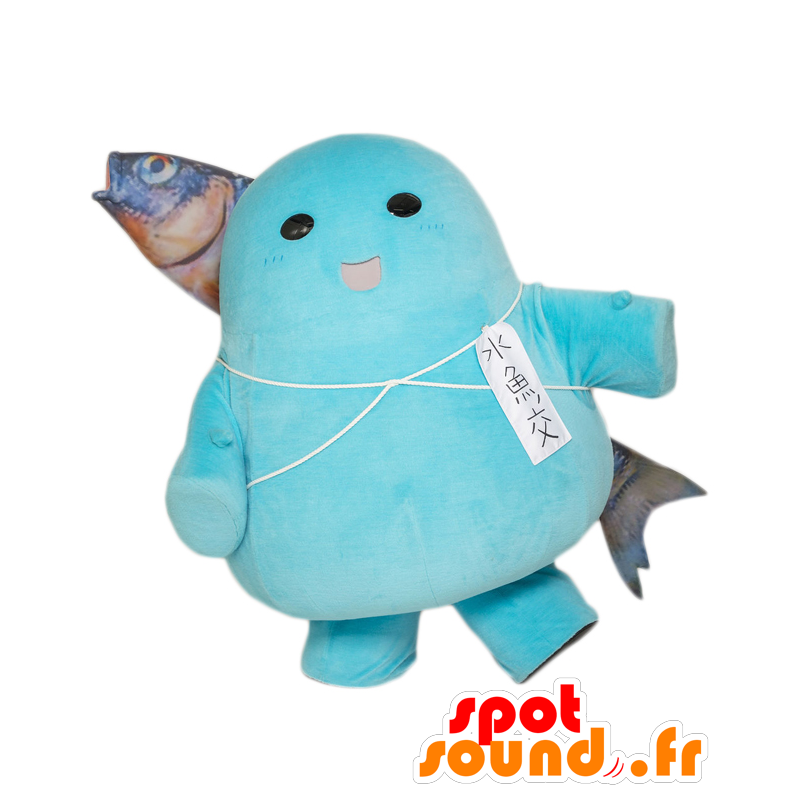 Mascot Uogokoro. mascote do boneco de neve com um peixe na parte de trás - MASFR27643 - Yuru-Chara Mascotes japoneses