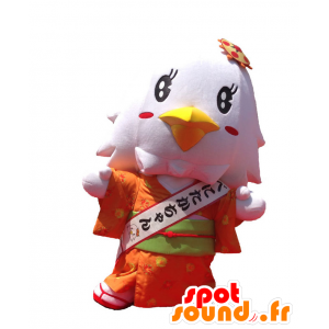 紅高マスコット。着物の白い鳥のマスコット-MASFR27645-日本のゆるキャラのマスコット