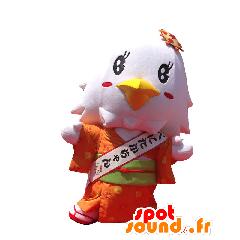 Mascot Benitaka. Valkoinen Bird Mascot kimono - MASFR27645 - Mascottes Yuru-Chara Japonaises