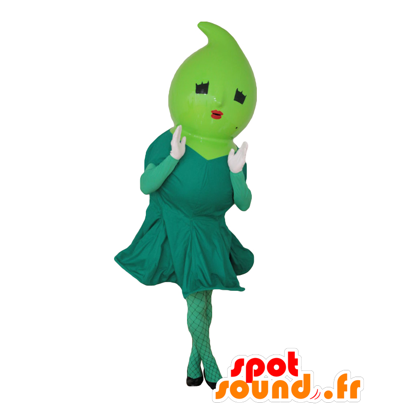 Mamerin mascot. Green mascot woman with a dress - MASFR27647 - Yuru-Chara Japanese mascots