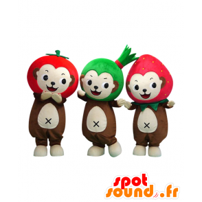 3 Monkeys Sorriso mascotte. Mascotte di frutta e verdura - MASFR27649 - Yuru-Chara mascotte giapponese