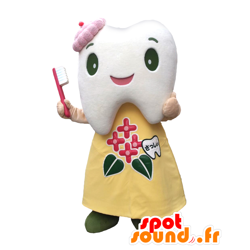 Sasshi mascot. Mascot tooth with a toothbrush - MASFR27652 - Yuru-Chara Japanese mascots