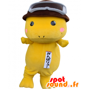 Yellow dinosaur mascot glasses. Mascotte Gamba Liu - MASFR27655 - Yuru-Chara Japanese mascots