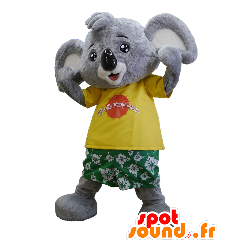 Mr. Billy Maskottchen. Koala Maskottchen hält grün und gelb - MASFR27659 - Yuru-Chara japanischen Maskottchen