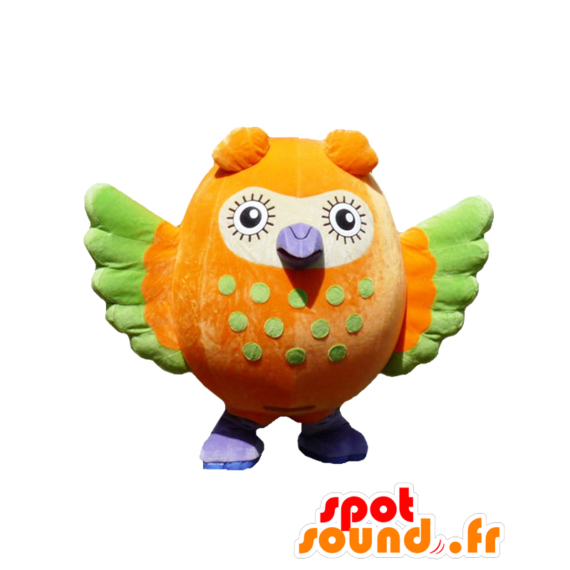 Hororu Maskottchen. Owl mascot orange, lila und grün - MASFR27660 - Yuru-Chara japanischen Maskottchen