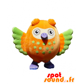 Mascota Hororu. Búho naranja mascota, púrpura y verde - MASFR27660 - Yuru-Chara mascotas japonesas