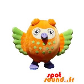 Mascot Hororu. Uil Mascot oranje, paars en groen - MASFR27660 - Yuru-Chara Japanse Mascottes