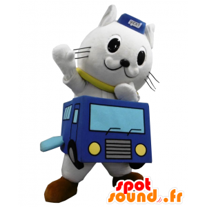 Catty maskot. Hvid hund buschauffør maskot - Spotsound maskot