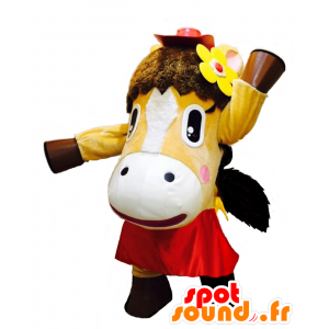 Pony-chan mascot. White and brown pony mascot - MASFR27665 - Yuru-Chara Japanese mascots