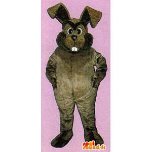 Mascot menino gordo coelho marrom - MASFR007107 - coelhos mascote