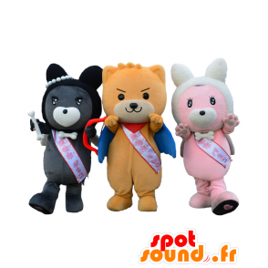 3 mascotte Hanemaru e Paneko-Poneko. Cane Mascotte - MASFR27668 - Yuru-Chara mascotte giapponese