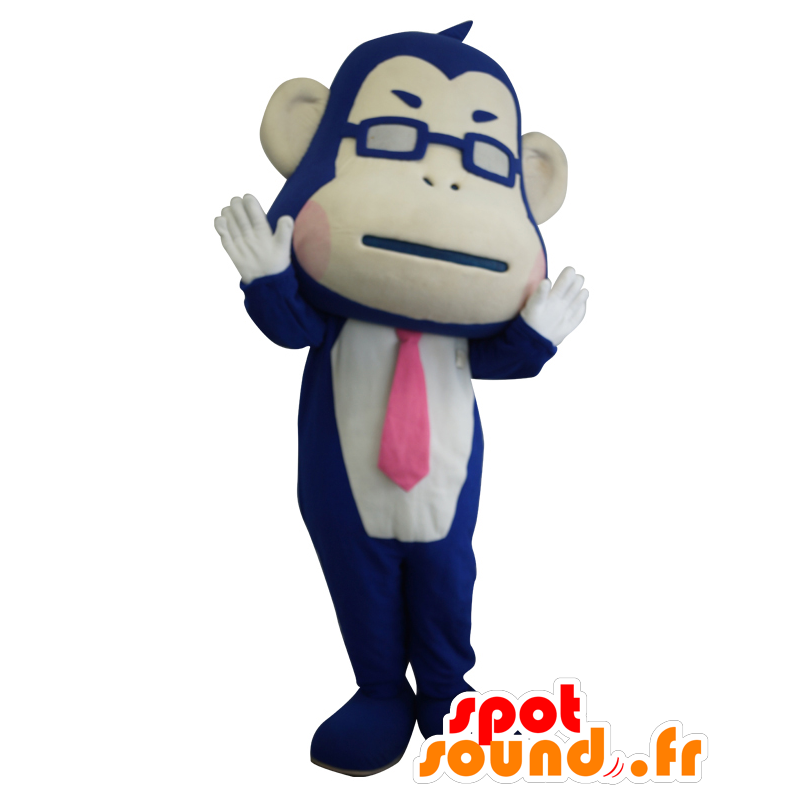 Mascot Nojima. blå ape maskot med slips - MASFR27669 - Yuru-Chara japanske Mascots