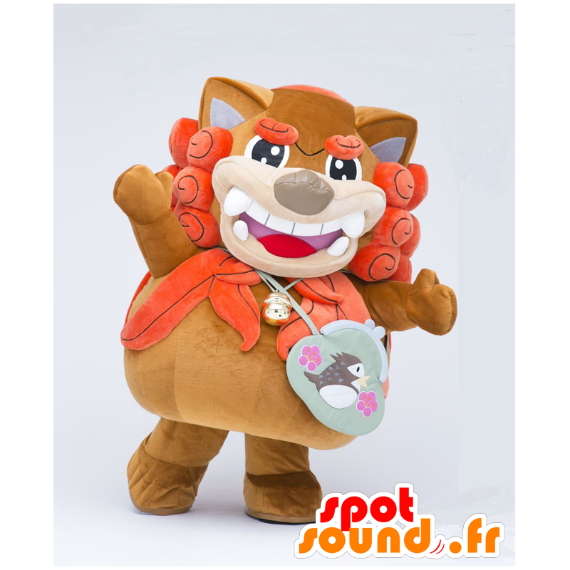 Fuchukoma Maskottchen. Braun und orange Löwe-Maskottchen- - MASFR27671 - Yuru-Chara japanischen Maskottchen