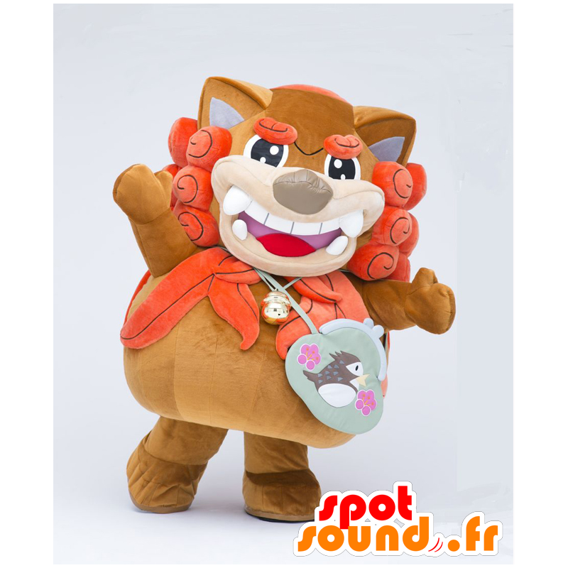 Fuchukoma mascotte. Marrone e arancione leone mascotte - MASFR27671 - Yuru-Chara mascotte giapponese