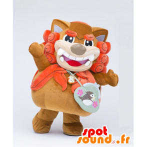 Fuchukoma Maskottchen. Braun und orange Löwe-Maskottchen- - MASFR27671 - Yuru-Chara japanischen Maskottchen