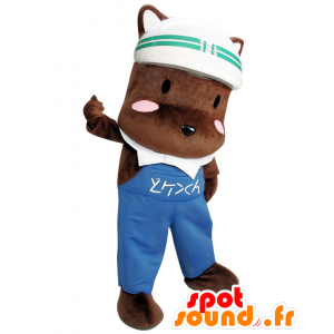 Mascot Ken-kun. Mascotte big brown dog in overalls - MASFR27672 - Yuru-Chara Japanese mascots