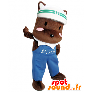 Mascotte Ken-kun. Mascotte grosso cane marrone in tuta - MASFR27672 - Yuru-Chara mascotte giapponese