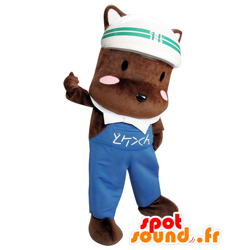 Mascot Ken-kun. Mascotte big brown dog in overalls - MASFR27672 - Yuru-Chara Japanese mascots