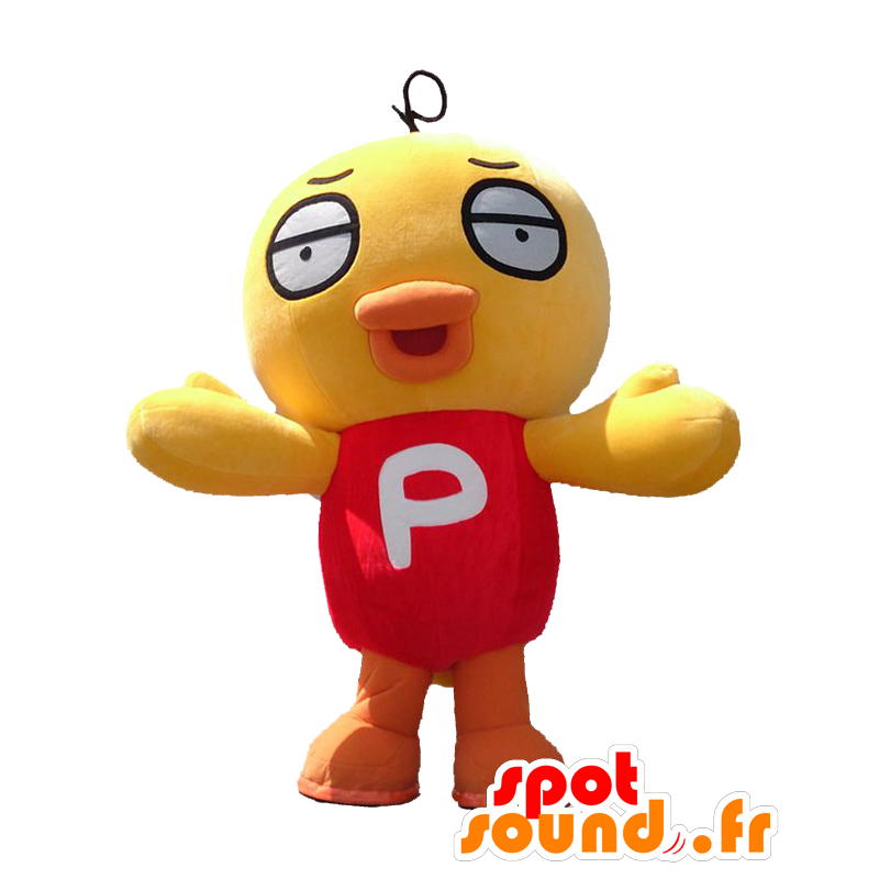 Pea-chan maskot. Mascot gul fågel, jätte kanariefågel -