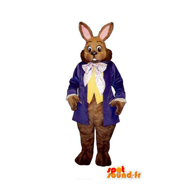 Brązowy królik kostium z okularami, garnitur - MASFR007108 - króliki Mascot