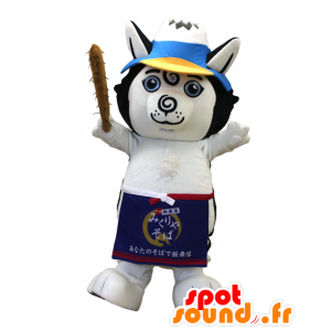 Mikurin Maskottchen. Mascotte großer weißer und schwarzer Hund - MASFR27677 - Yuru-Chara japanischen Maskottchen