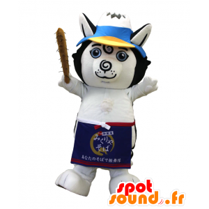 Mikurin maskot. Stor vit och svart hundmaskot - Spotsound maskot