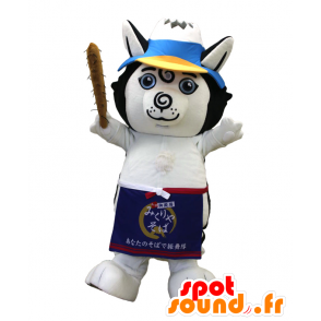 Mikurin maskot. Stor vit och svart hundmaskot - Spotsound maskot