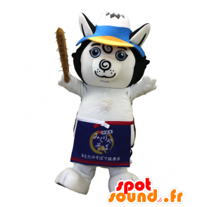 ミクリンのマスコット。大きな白と黒の犬のマスコット-MASFR27677-日本のゆるキャラのマスコット
