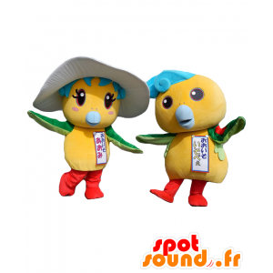 2 Iso berühmten Maskottchen und Aomi, gelben Vogel, Grün und Blau - MASFR27679 - Yuru-Chara japanischen Maskottchen