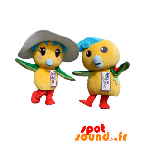 2 Iso berühmten Maskottchen und Aomi, gelben Vogel, Grün und Blau - MASFR27679 - Yuru-Chara japanischen Maskottchen
