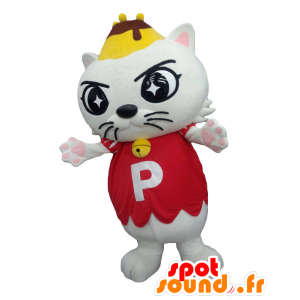 Puritama maskot. Vit och röd kattmaskot - Spotsound maskot