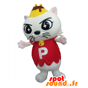 プリタマのマスコット。白と赤の猫のマスコット-MASFR27680-日本のゆるキャラのマスコット