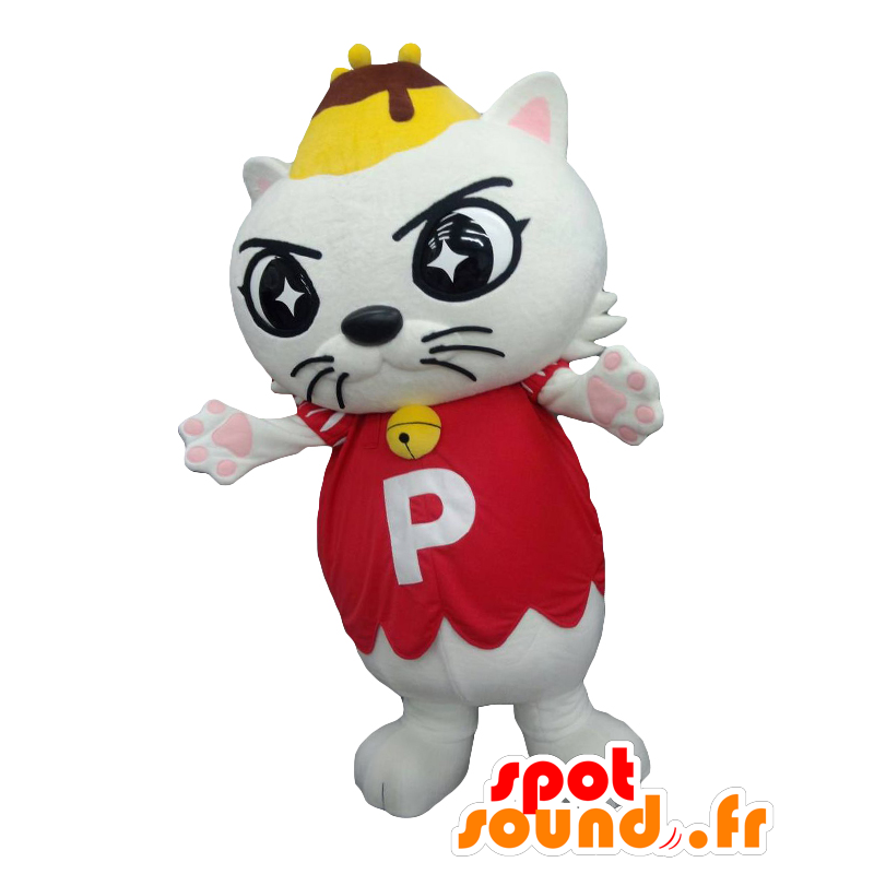 Mascotte Puritama. Red and white cat mascot - MASFR27680 - Yuru-Chara Japanese mascots