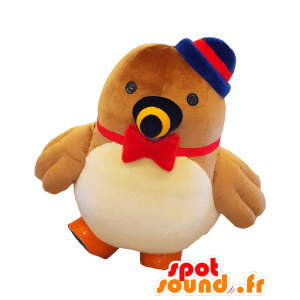 Kuikui Maskottchen. Braun, rot und blau Vogel Maskottchen - MASFR27681 - Yuru-Chara japanischen Maskottchen