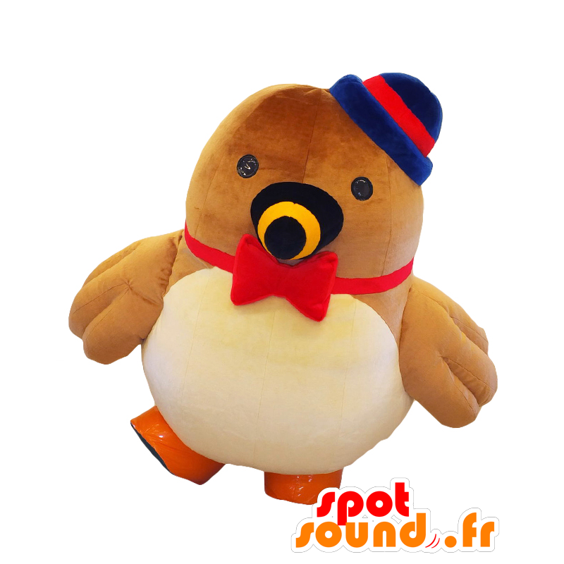 Kuikui Maskottchen. Braun, rot und blau Vogel Maskottchen - MASFR27681 - Yuru-Chara japanischen Maskottchen