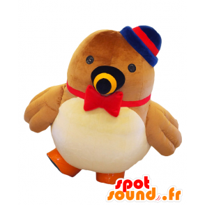 Kuikui Maskottchen. Braun, rot und blau Vogel Maskottchen - MASFR27681 - Yuru-Chara japanischen Maskottchen