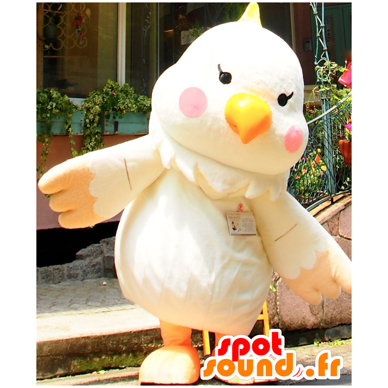 Nanapi mascot. Mascot big white and yellow bird - MASFR27684 - Yuru-Chara Japanese mascots
