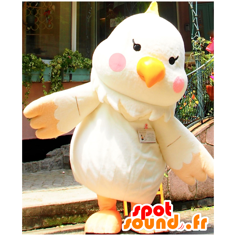 Mascotte de Nanapi. Mascotte de grand oiseau blanc et jaune - MASFR27684 - Mascottes Yuru-Chara Japonaises