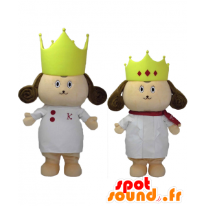 2 mascottes de Kokuo et Joe. Mascottes de chiens roi et reine - MASFR27686 - Mascottes Yuru-Chara Japonaises